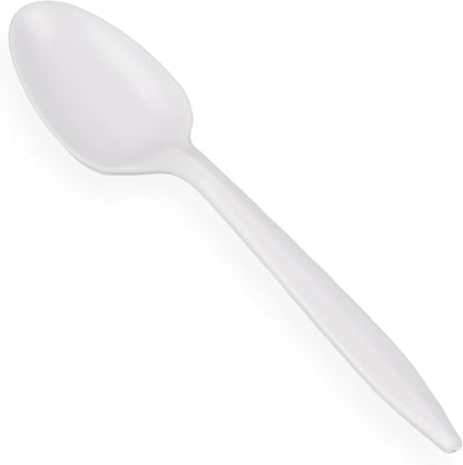 Pantry Value [400 Count] Lightweight White Plastic Tea Spoons - Disposable Cutlery for Parties, Events, and Dinner (Formerly Comfy Package)