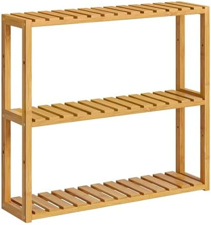 SONGMICS Bamboo Bathroom Shelf, 3-Tier Adjustable Plants Rack