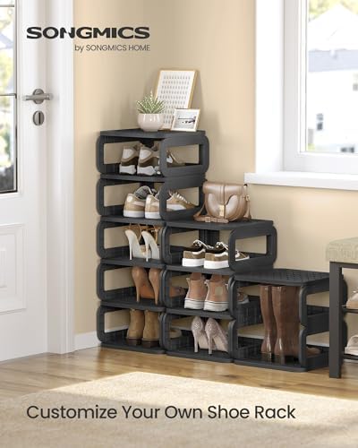SONGMICS Shoe Rack, 12 Tiers, Narrow Open Shelf, Space-Saving