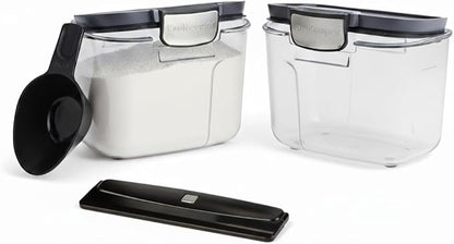 Progressive International ProKeeper+ Clear Plastic Airtight Food Baker's Kitchen Storage Organization Container Canister Set with Magnetic Accessories, 2- Piece Set (Specialty Flour 1.5-Quart)
