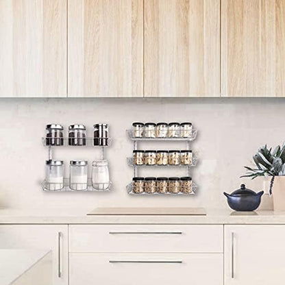 SWOMMOLY Wall Mount Spice Rack Organizer, 9-Tier Adjustable Dual-Use Shelf