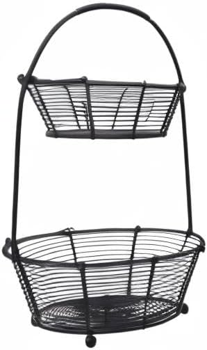 Gourmet Basics by Mikasa Tulsa Fruit Metal Storage Basket, 2-Tier