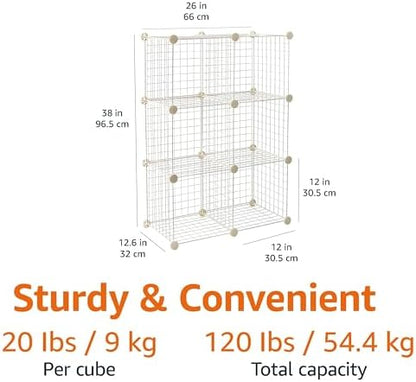 Amazon Basics Cube Wire Grid, 6-Cube, 12 x 12-Inches, White