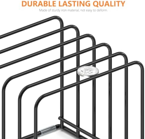 KORRTFID Kitchen Cabinet Organizer, Steel Cookware Holder, Divided Holder with 5 Slots for Skillets Baking Tray and Chopping Board Rack - Baking Pan Holder Storage (1 PC)