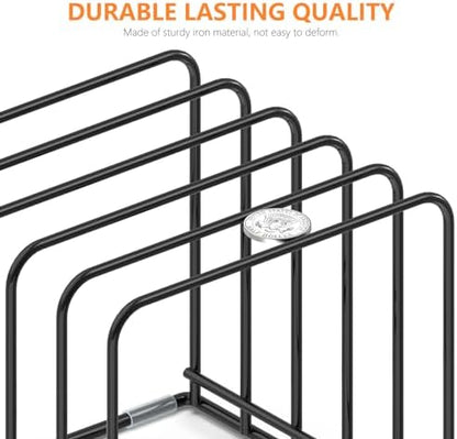 KORRTFID Kitchen Cabinet Organizer, Steel Cookware Holder, Divided Holder with 5 Slots for Skillets Baking Tray and Chopping Board Rack - Baking Pan Holder Storage (1 PC)