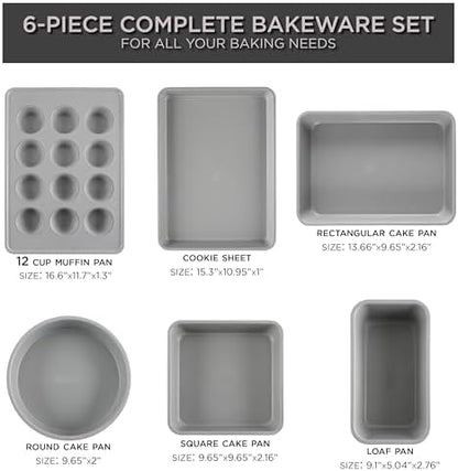 Country Kitchen Nonstick Stackable Bakeware Set - Durable, Easy Release Baking Set, Taupe, 6 Pcs