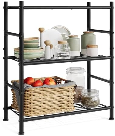 SONGMICS 3-Tier Storage Shelf, Steel Wire Organizer Rack