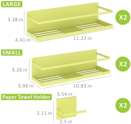 Magnetic Spice Rack For Refrigerator Magnetic Fridge Shelf For Kitchen Spice Organizer Magnetic Shelf For Fridge Space Saving Yellow 4 Pack With Magnetic Paper Towel Holder