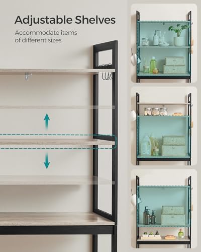SONGMICS 3-Tier Bamboo Over The Toilet Storage, Adjustable Shelf, 66.9''H