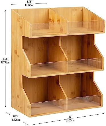 Mind Reader Coffee Pod Condiment Station, Countertop Organizer, Kitchen, Rayon from Bamboo, 13" L x 6.25" W x 15.25" H, Brown