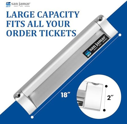 San Jamar Order Ticket Holder for Restaurant – 18" Anodized Aluminum Metal Receipt Holder with Grip Track – Durable Wall Mount Check Rack for Kitchen, Restaurant and Service Counters