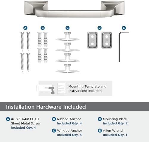 Amerock Highland Ridge Brushed Nickel 9 inch (229 mm) Center-to-Center Towel Bar, BH36015G10