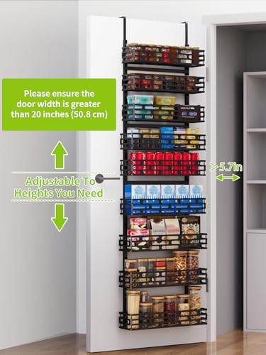 9-Tier Over Door Pantry Rack, Heavy Duty Metal Organizer for Kitchen