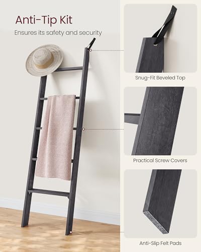 VASAGLE 5-Tier Blanket Ladder, Modern Basic Ladder Shelf