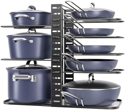 ORDORA Pots and Pans Organizer Under Cabinet 14.6", 8-Tier Adjustable Rack