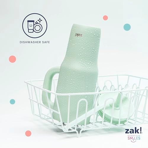 Zak Designs Sutton Travel Tumbler for On the Go, 40oz Stainless Steel with Vacuum Insulation, Silicone Straw, and Carry Handle for Cold Drinks (Icicle Mint Green)
