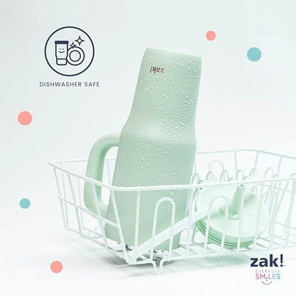 Zak Designs Sutton Travel Tumbler for On the Go, 40oz Stainless Steel with Vacuum Insulation, Silicone Straw, and Carry Handle for Cold Drinks (Icicle Mint Green)