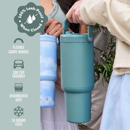 Ello Oasis Go+ 32oz Insulated Stainless Steel Tumbler with Straw, Alligator
