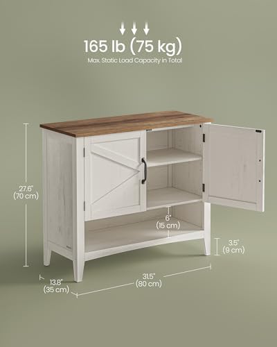 VASAGLE Shoe Storage Cabinet, 3‑Tier with Height‑Adjustable Shelves