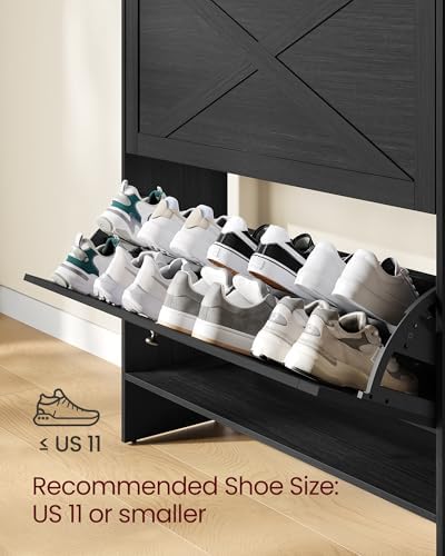 VASAGLE Narrow Shoe Storage Cabinet Organizer with 2 Flip Drawers