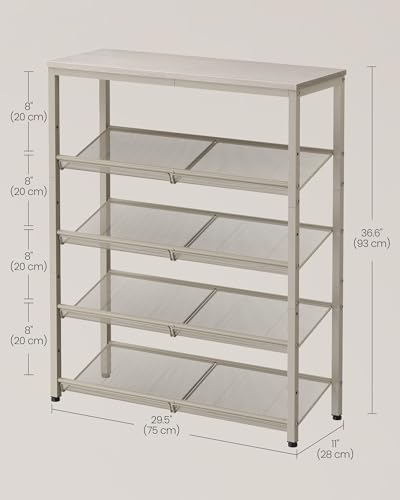 VASAGLE 5-Tier Shoe Rack, Adjustable, Freestanding