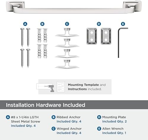 Amerock Highland Ridge Polished Nickel 18 inch (457 mm) Center-to-Center Towel Bar, BH36013PN