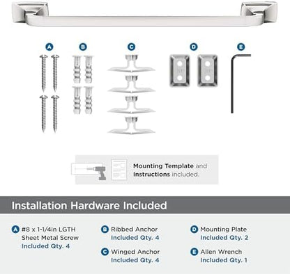 Amerock Highland Ridge Polished Nickel 18 inch (457 mm) Center-to-Center Towel Bar, BH36013PN
