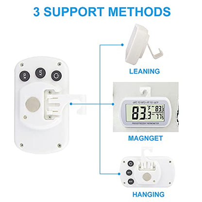 Waterproof Refrigerator Fridge Thermometer, Digital Freezer Room Thermometer, Max/Min Record Function Large LCD Screen and Magnetic Back for Kitchen, Home, Restaurants (1 Pack)
