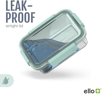 Ello Color Lock 3.4 Cup Glass Meal Prep Containers & Lids, 5 Pack, Purple