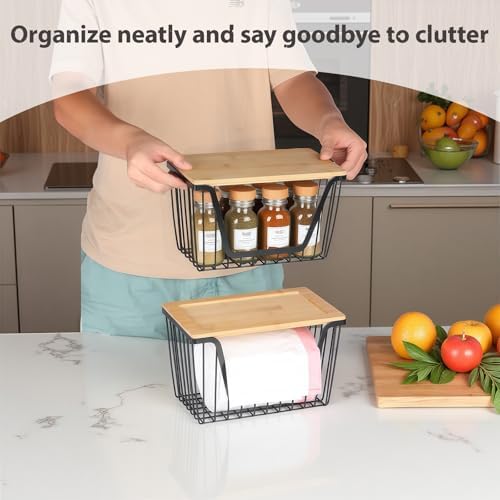 2 PACK Pantry Organizers and Storage, Stackable Onion Potato Bins