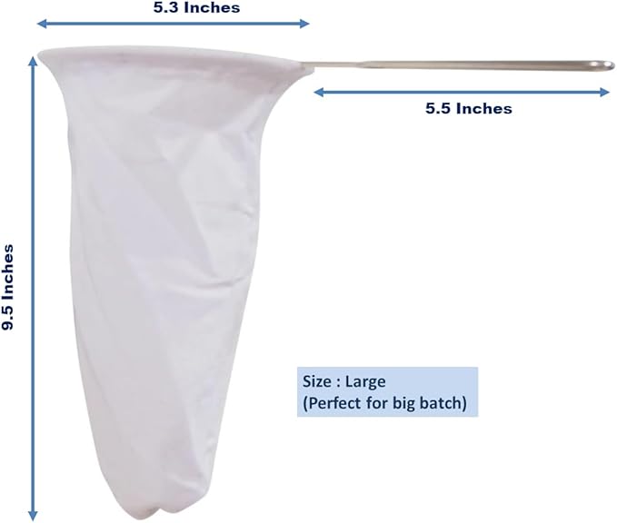 5.3” Large Reusable Thai Tea Filter – Traditional Cloth Strainer