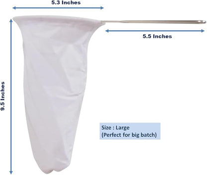 5.3” Large Reusable Thai Tea Filter – Traditional Cloth Strainer