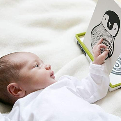 Wee Gallery Art Cards for Baby, Durable High Contrast Black and White Animal Flashcards for Newborns, Brain Development, Sensory Toys, Tummy Time Essentials for Infant and Toddler - Jungle Animals