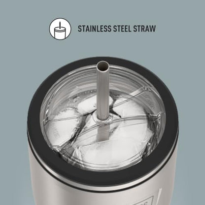 THERMOS ICON SERIES, Stainless Steel Cold Tumbler with Lid and Straw - 24 Ounce, Matte Stainless Steel - Vacuum Insulated Tumbler