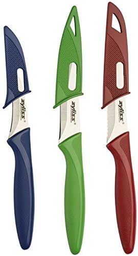 Zyliss 3-Piece Paring Knife Set with Covers – Blue, Green & Red