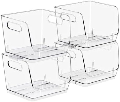 Sorbus Clear Pantry Organizer with Stackable Storage Bins, Open Front