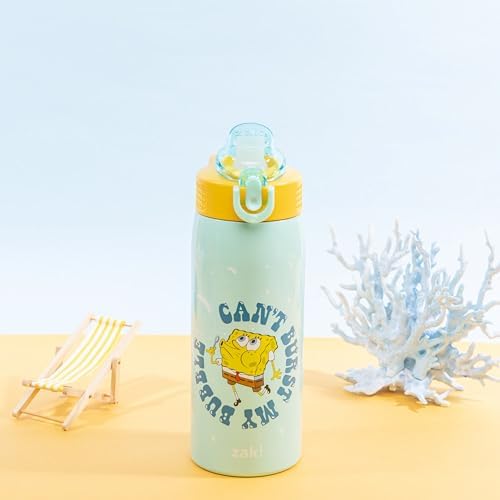 Zak Designs SpongeBob Sage 19oz Leak-Proof Straw Kids Water Bottle