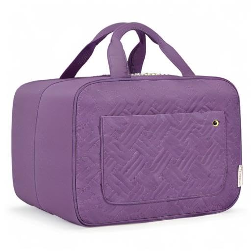 BAGSMART Toiletry Bag Travel Bag with Hanging Hook, Water-resistant Makeup Cosmetic Bag Travel Organizer for Accessories, Shampoo, Full Sized Container, Toiletries (Purple, Medium)