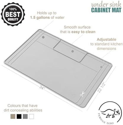 The Original Under Sink Mat - Silicone Waterproof mat, Trimmable, Easy to Clean, Kitchen cabinet liner, Under sink protector mats, Drip Tray with Lip - 34" x 22" or smaller