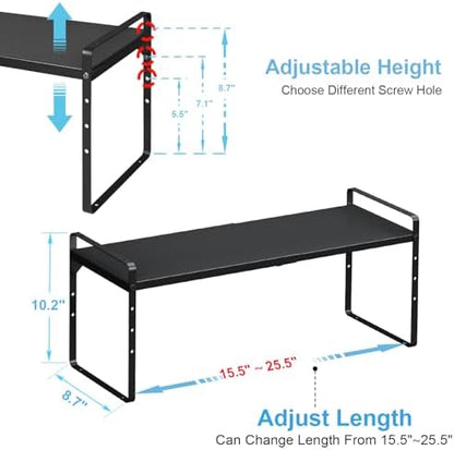 15.5 to 25.5 Inch Kitchen Cabinet Shelf Organizers，Kitchen Shelf Organizer