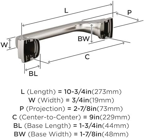 Amerock Revitalize Brushed Nickel 9 inch (229 mm) Center-to-Center Towel Bar, BH36035G10