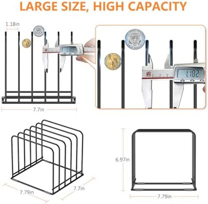 KORRTFID Kitchen Cabinet Organizer, Steel Cookware Holder, Divided Holder with 5 Slots for Skillets Baking Tray and Chopping Board Rack - Baking Pan Holder Storage (1 PC)