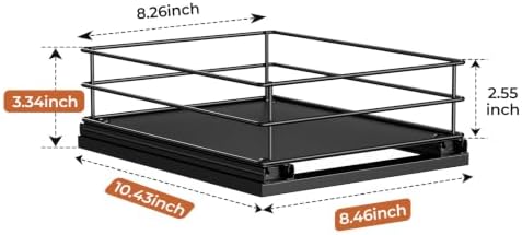 Mystozer Pull Out Spice Rack Organizer for Cabinet, Slide Out Spice Racks, Easy to Install Spice Cabinet Organizers, 8.46" Wx10.43 Dx3.44 H, 1 Drawer 1 Tier(Black)