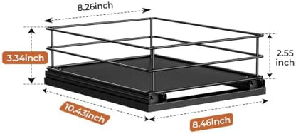 Mystozer Pull Out Spice Rack Organizer for Cabinet, Slide Out Spice Racks, Easy to Install Spice Cabinet Organizers, 8.46" Wx10.43 Dx3.44 H, 1 Drawer 1 Tier(Black)