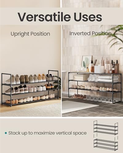 SONGMICS Shoe Rack, 3-Tier Shoe Organizer, Metal Storage Shelf