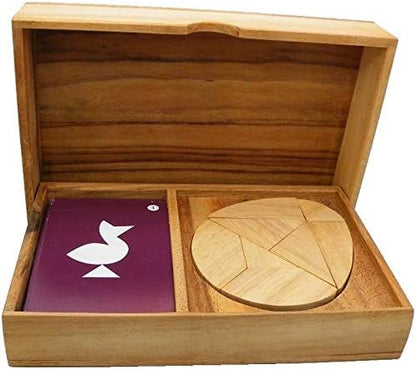 Logic Egg Tangram Set with Play Cards Wooden Puzzle Game