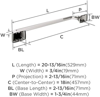 Amerock Highland Ridge Polished Nickel 18 inch (457 mm) Center-to-Center Towel Bar, BH36013PN