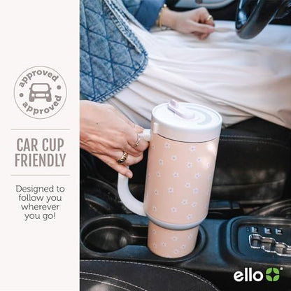 Ello Oasis 30oz Insulated Stainless Steel Tumbler with Straw, Blueberries