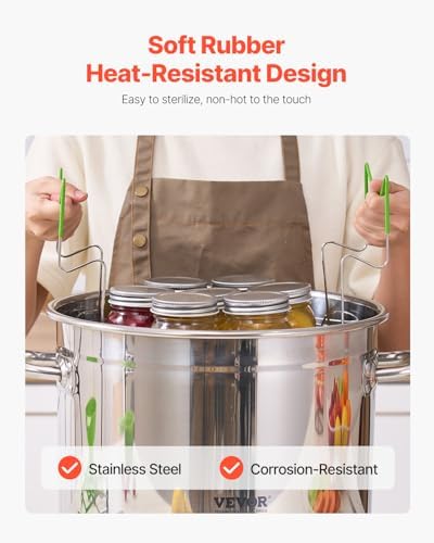 VEVOR Canning Supplies Starter Kit, 11 Pieces Stainless Steel Water Bath Canning Kit for Beginners, Canning Tools Set: Pot, Rack, Lid, Ladle, Funnel, Tongs, Jar Lifter, Wrench, Measuring Cup