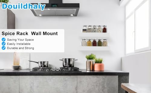 6 Inch Acrylic Spice Rack Wall Mount, White, 4 Pack